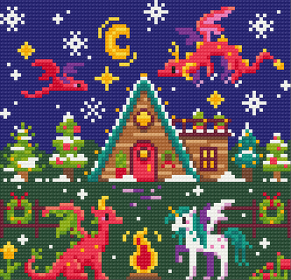 A Dragons Christmas | Pixel Charted | Ready To Ship