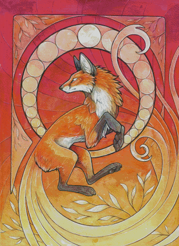 Stained Glass Fox (canvas) full round/square drill diamond painting