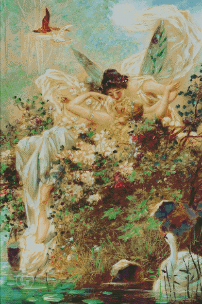 Two Fairies Embracing | Hans Zatzka